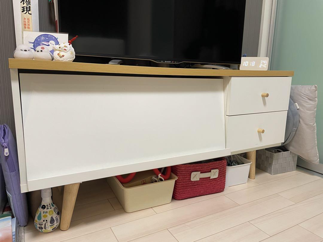 【美品】テレビボード 120cm ナチュラル　ホワイト