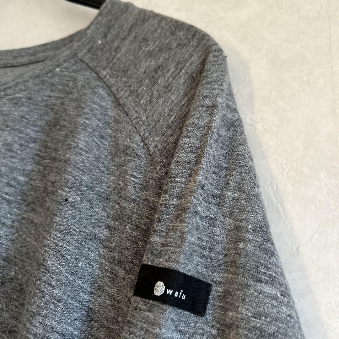 wafu 混紡ロングTシャツ グレー
