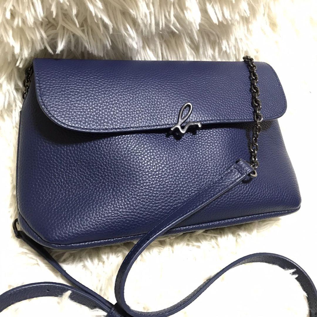 美品】アニエスベー ショルダーバッグ ロゴ金具 チェーン