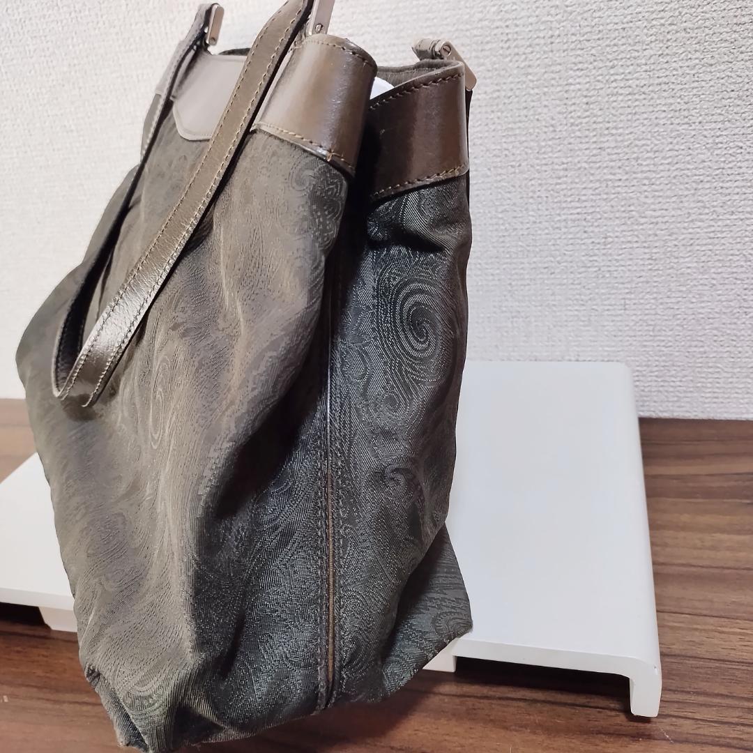 新しいスタイル 稀少】エトロ トートバッグ ペイズリー ダーク ブラウン バッグ