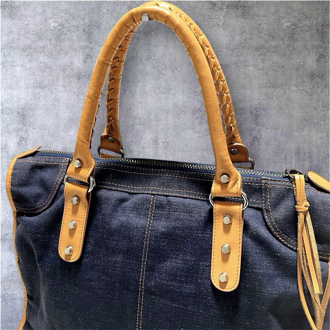 00s archive tote bag denim leather y2k - メルカリ