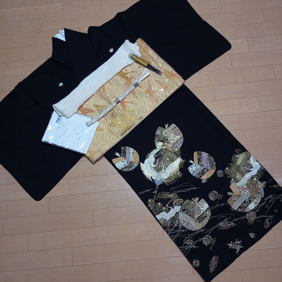 A38限定価格！☆USED美品☆ 「2L」結婚式 金彩 豪華 黒留袖6点