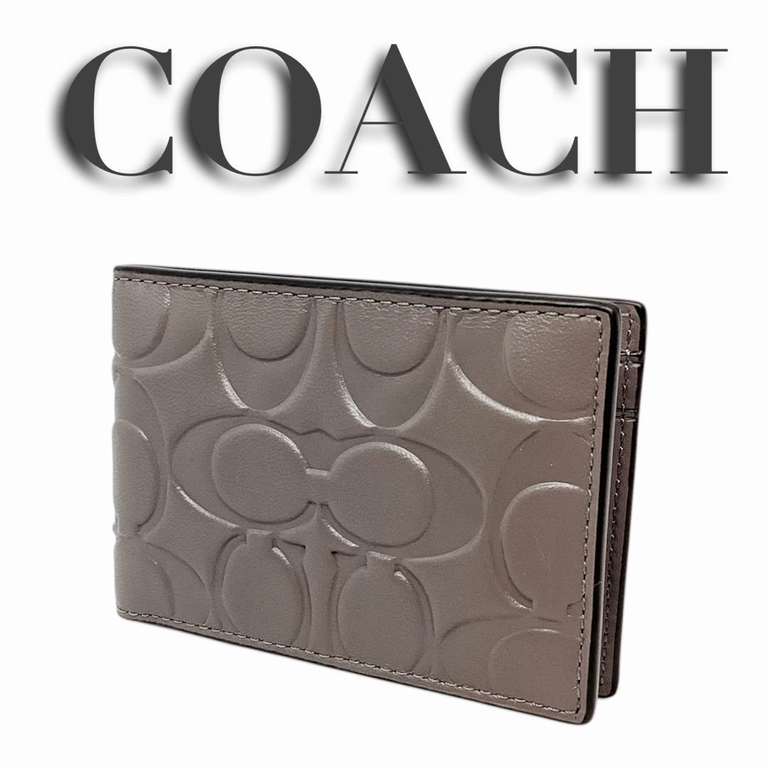 コーチ COACH チャコール エンボス 二つ折りカードケース