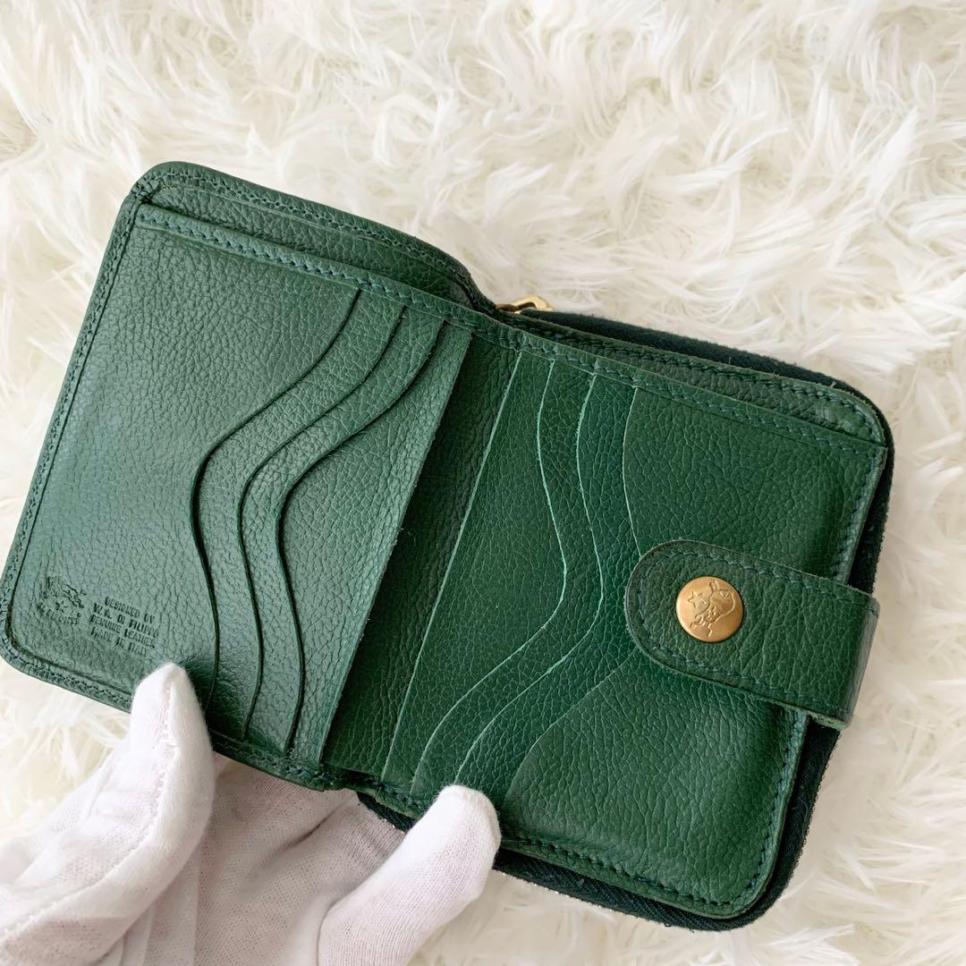 【イルビゾンテ】二つ折り財布 ウォレット レザー ロゴ 緑