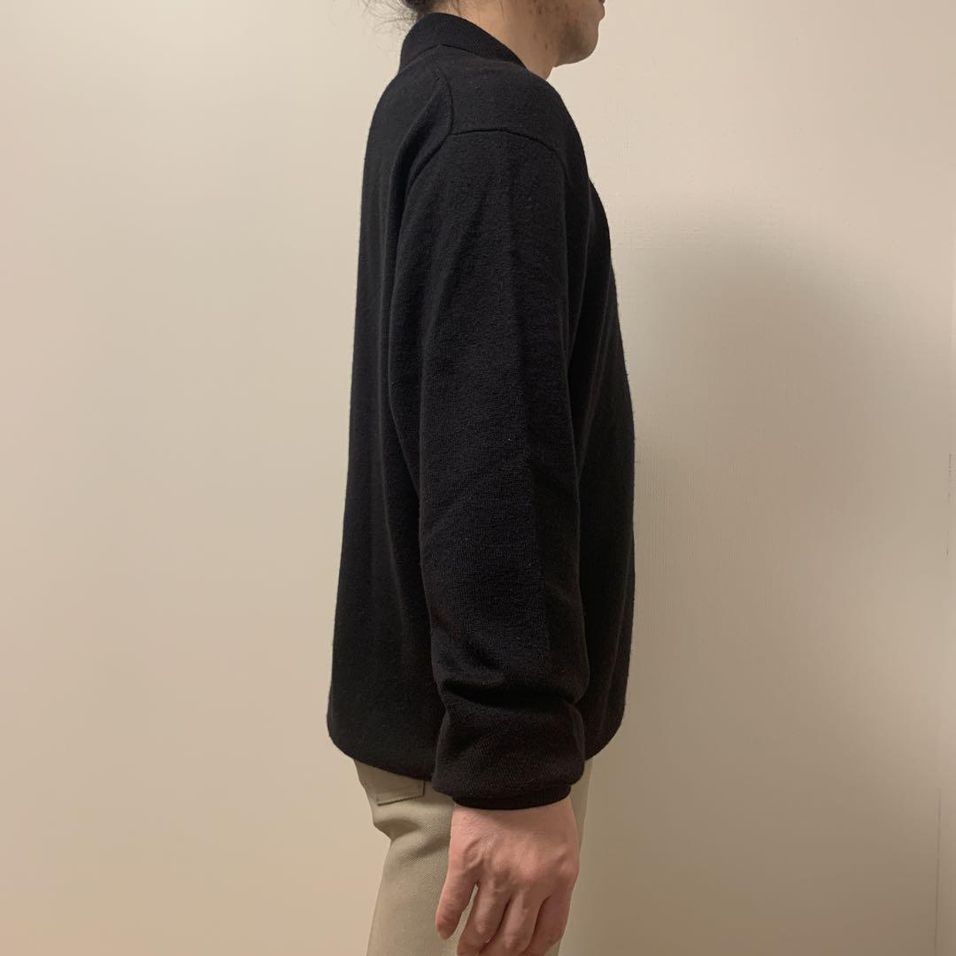 シルク&カシミア混　ニットポロシャツ　黒