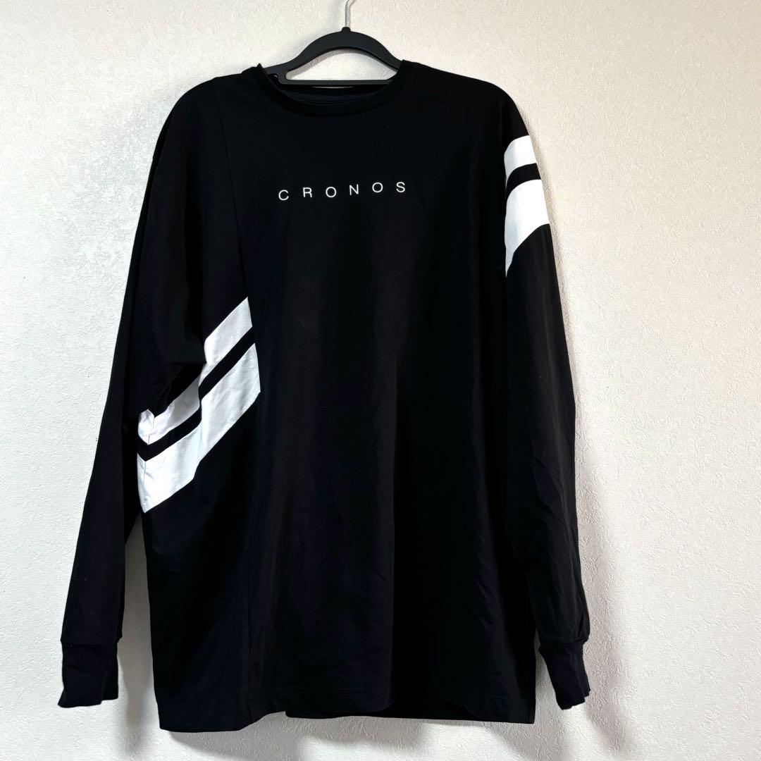 CRONOS クロノス　長袖　Tシャツ　センターロゴ　ブラック　M