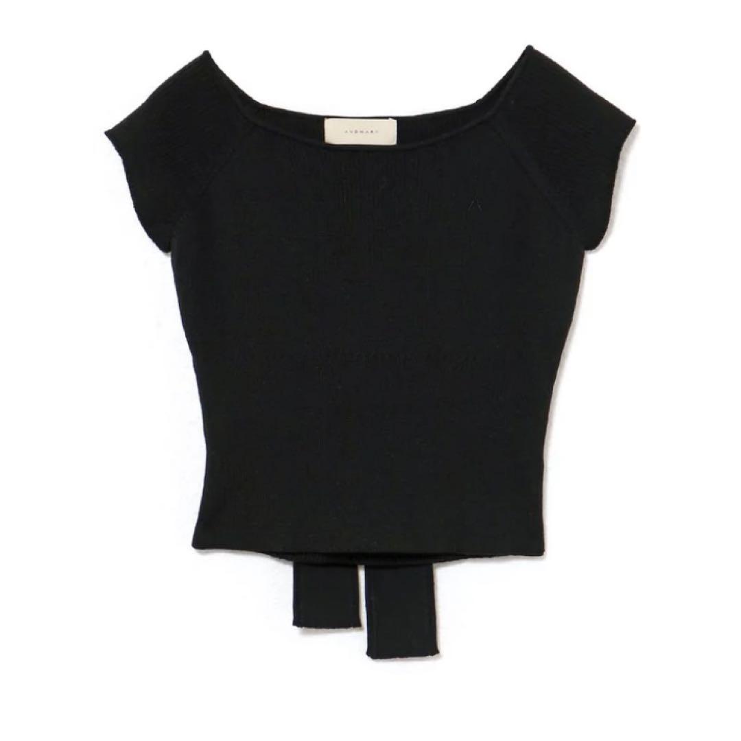ANDMARY Elle ribbon knit tops BLACK