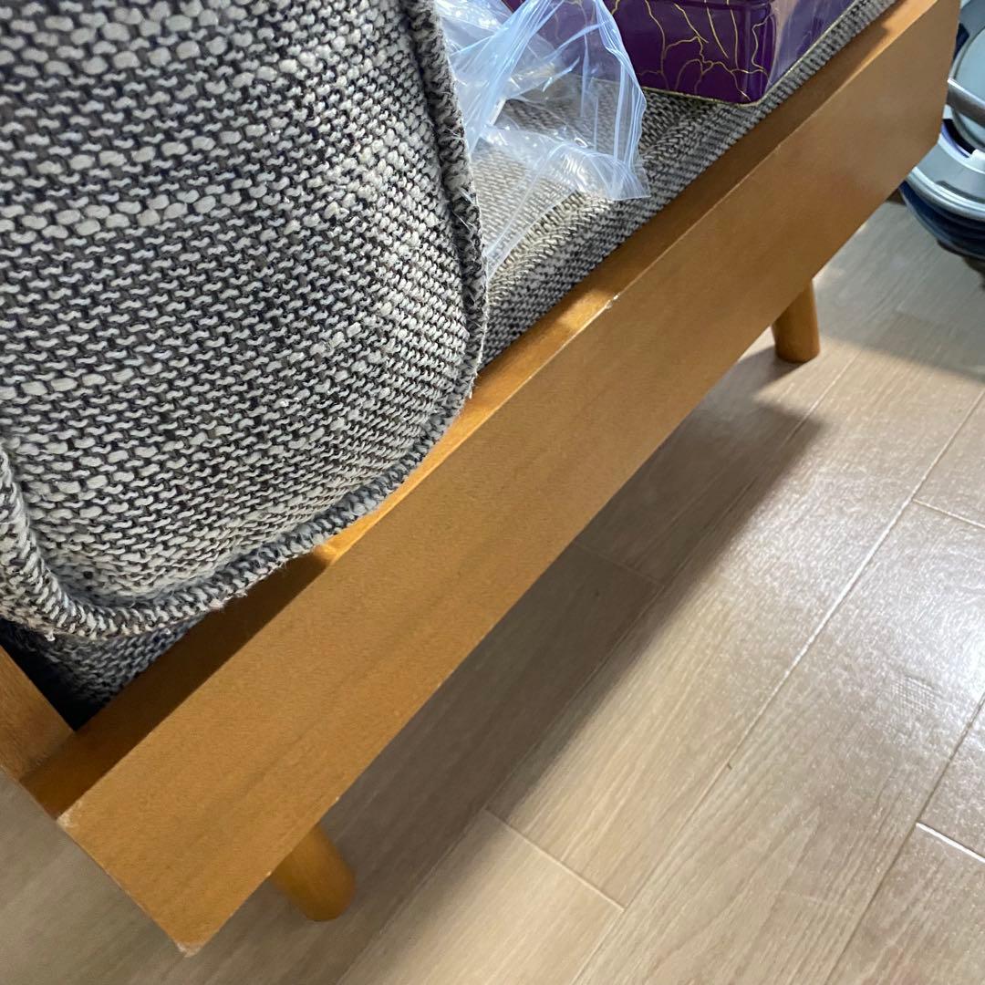 引取歓迎unico アルベロ2人掛けソファ チーク木枠 北欧