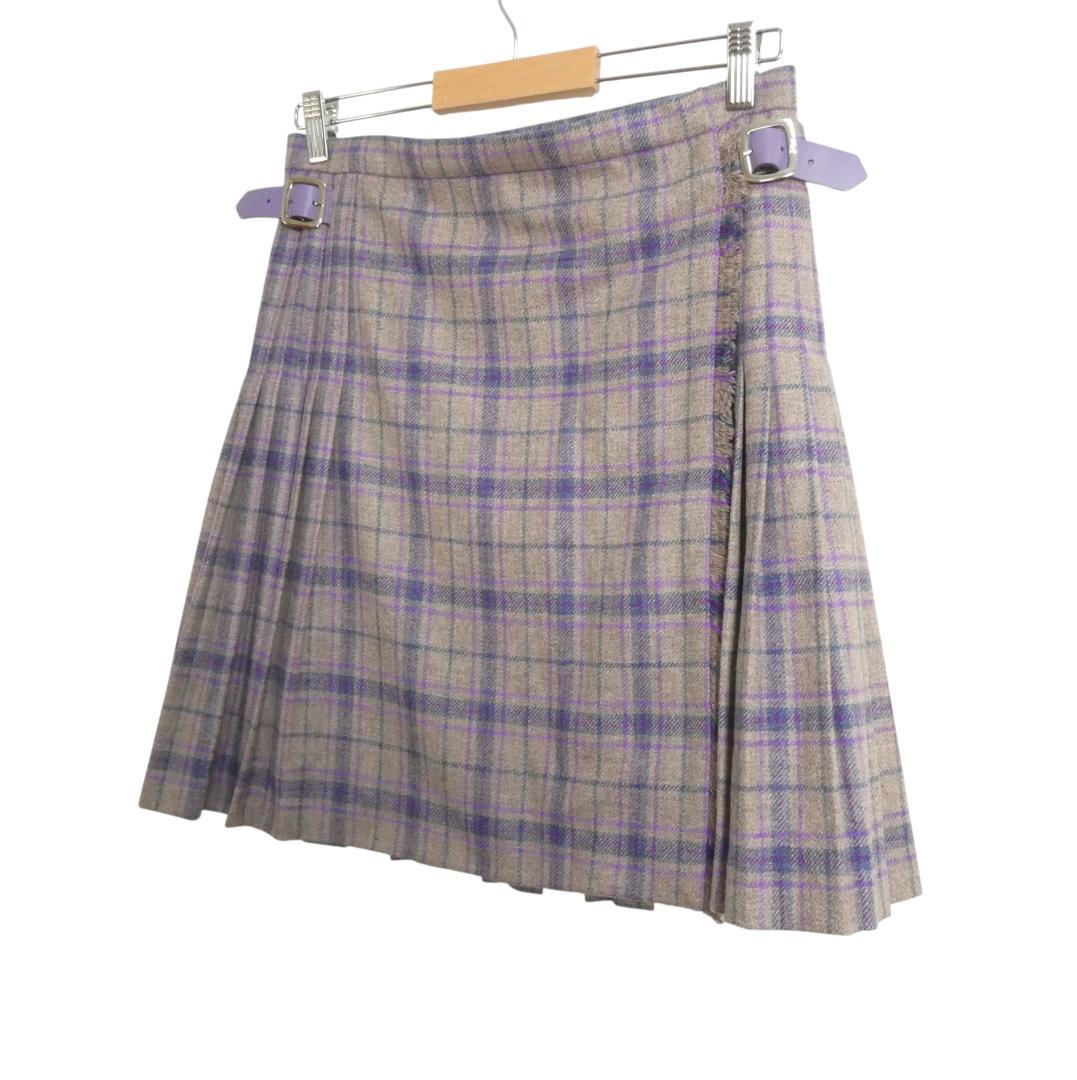 Christian Dior スカート Christian Dior チェック柄 ウール プリーツ 膝丈 ラップ