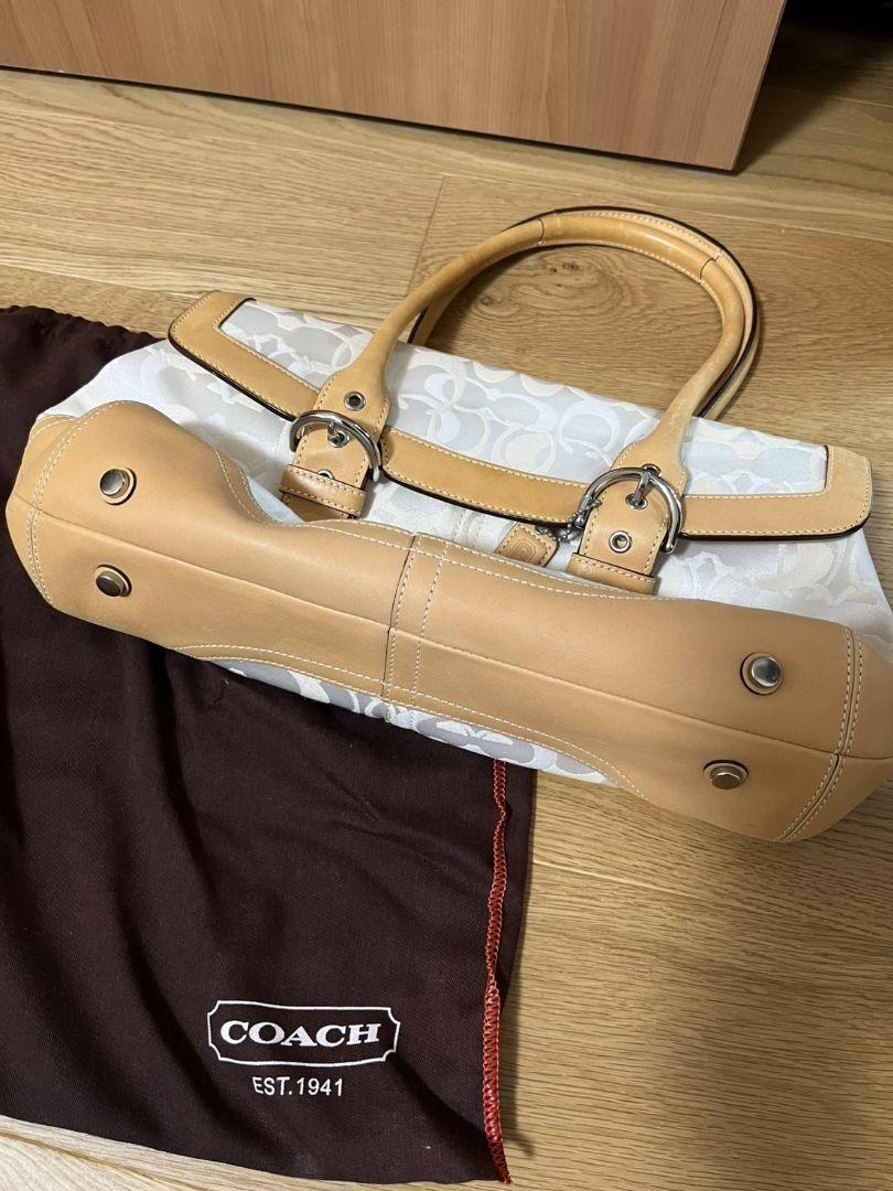 値下げ！超美品☆人気コーチCOACH バッグ ホワイト✕ベージュ