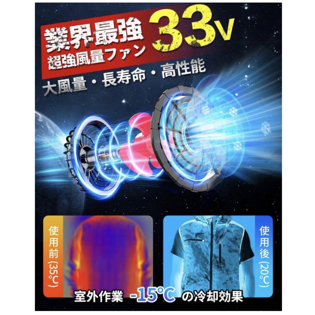 空調作業服 ファンバッテリーセット 33V超高出力&26000mAh 大容量