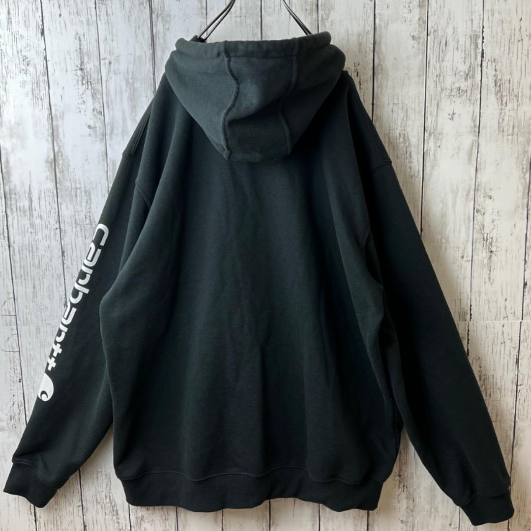 希少 Lブラック黒 ロゴ 刺繍 LnJrD-m53265912398 カーハート プルオーバー パーカー NEW低価