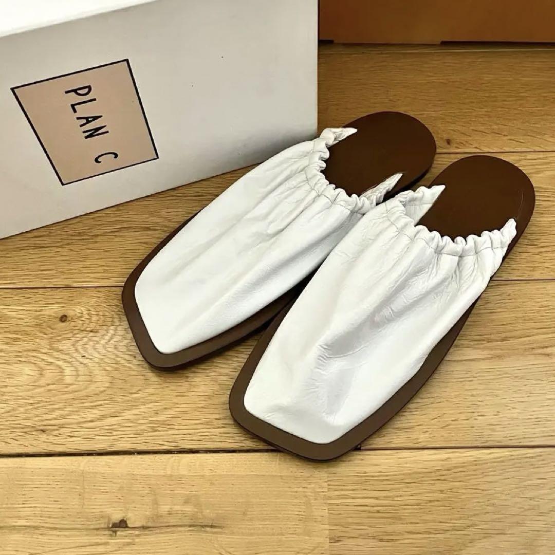 PLAN C サンダル 39 新品 白 フラット スライドサンダル マルニ