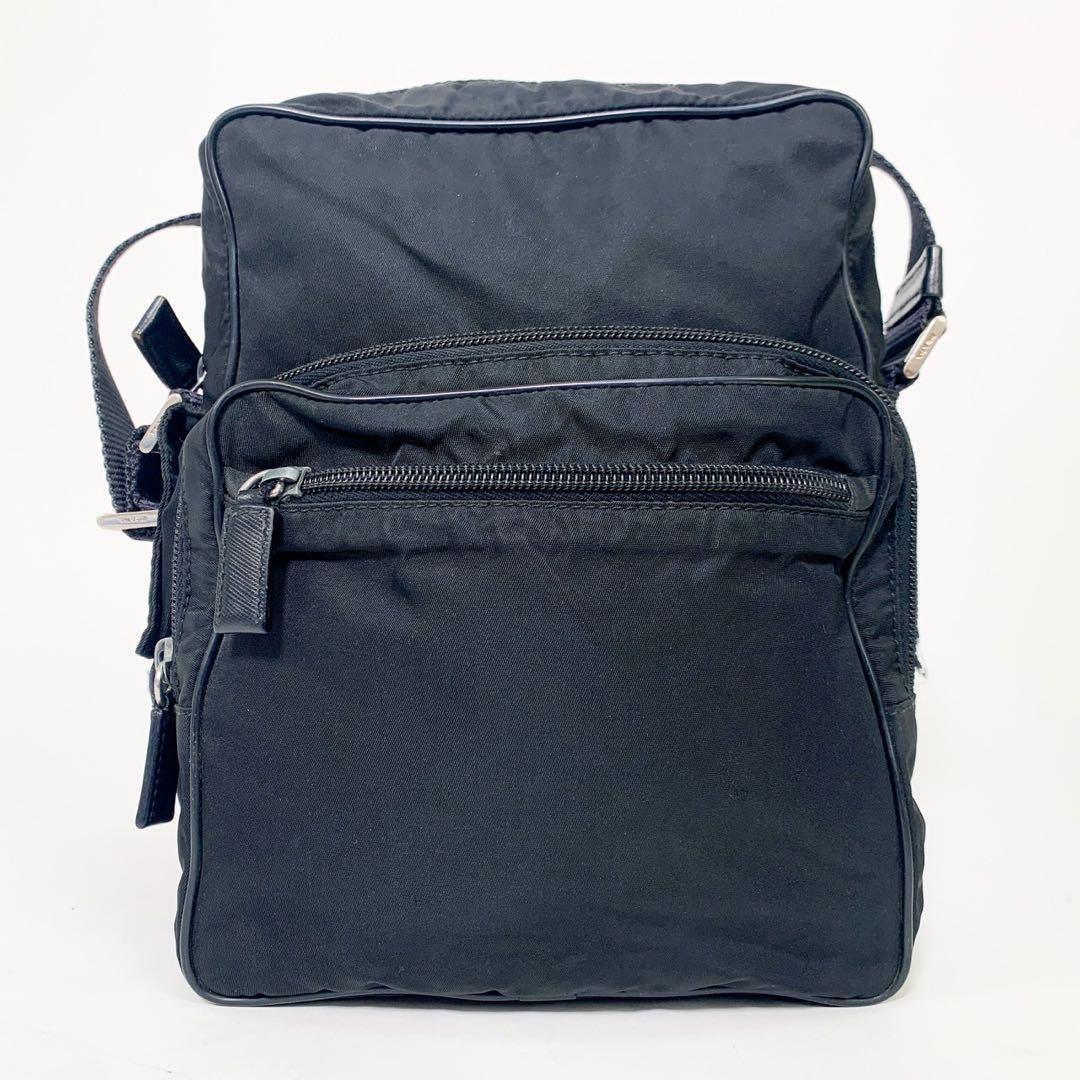 【美品】PRADA プラダ アマゾン型ショルダーバッグ 三角ロゴ 黒 保存袋付