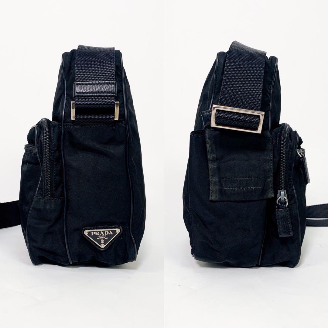 【美品】PRADA プラダ アマゾン型ショルダーバッグ 三角ロゴ 黒 保存袋付