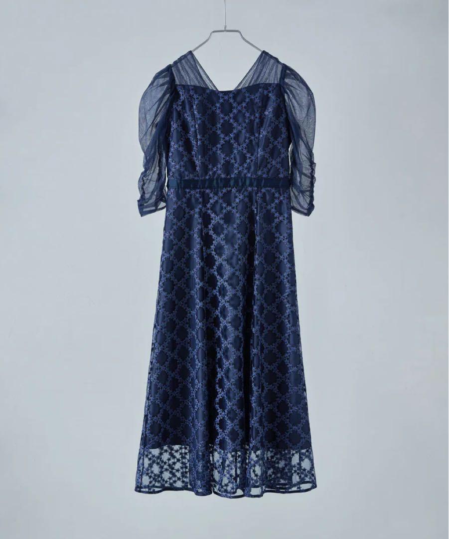 Floral diagonal check flare dress 初期不良アリ Floral diagonal check flare dress 初期不良アリ