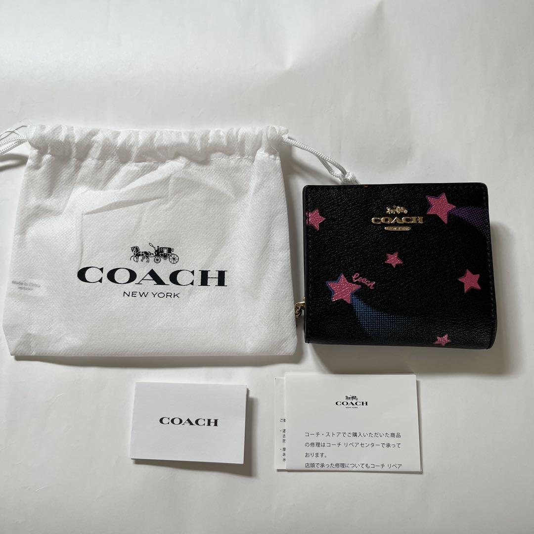COACH コーチ 二つ折り財布 C7297 スター 星柄 ブラック レザー