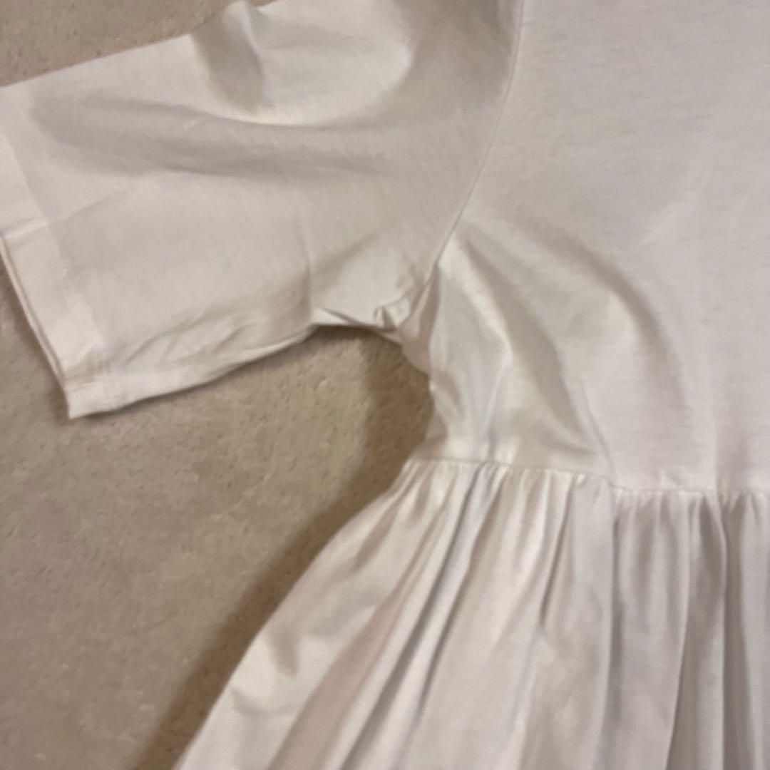 美品✨ yori ヨリ フレアギャザーカットソー ホワイト ペプラム