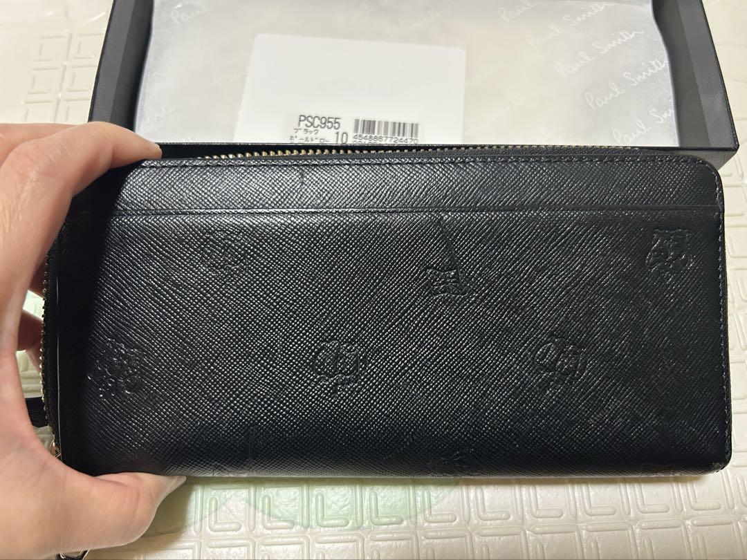 美品 PaulSmith ポールスミス ラウンドジップ 長財布 型押しデザイン