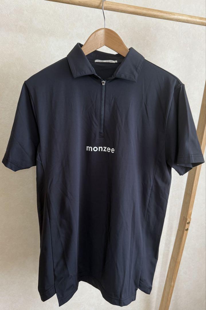 monzee 半袖ポロシャツ ブラック ハーフジップ