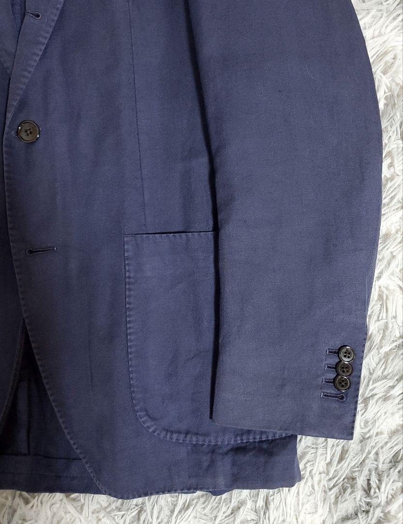 LARDINI ゼニア生地　コットンリネンジャケット　3ボタン段返り　紺　46