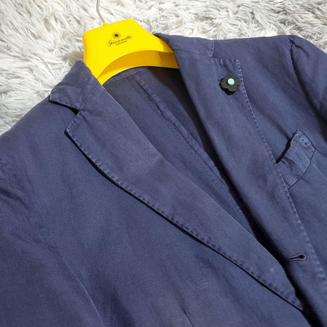 ベストセラー LARDINI ゼニア生地 コットンリネンジャケット 3ボタン段返り 紺 46Ω ジャケット・アウター