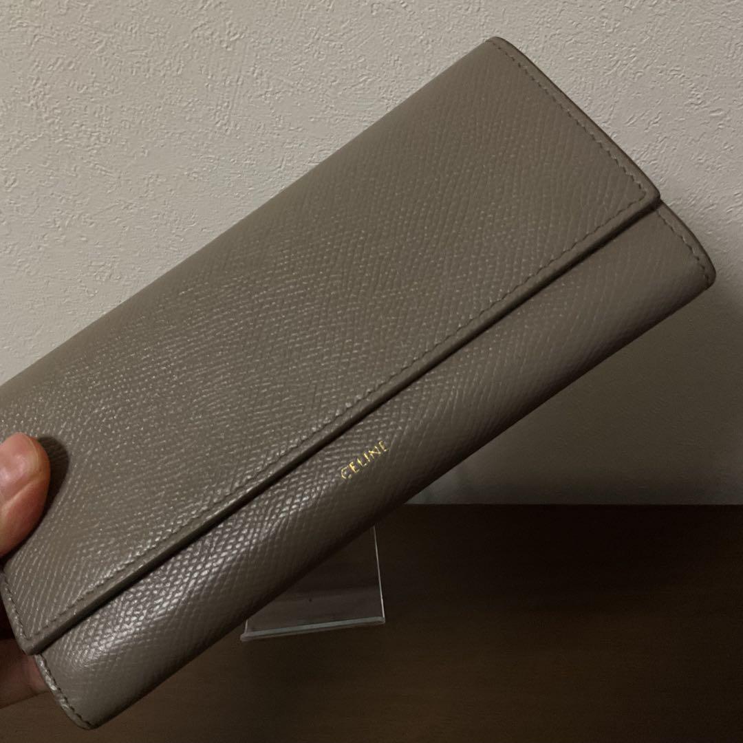 よっしゃ 人気 美品 セリーヌ レザー ロゴ グレインカーフスキン
