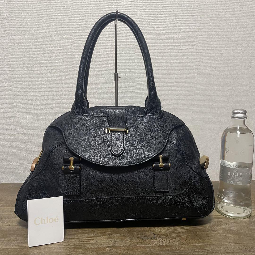 Chloé ブラックレザー ハンドバッグ □Chloe（クロエ）美品 / レザー / ハンドバッグ/ ブラック 黒