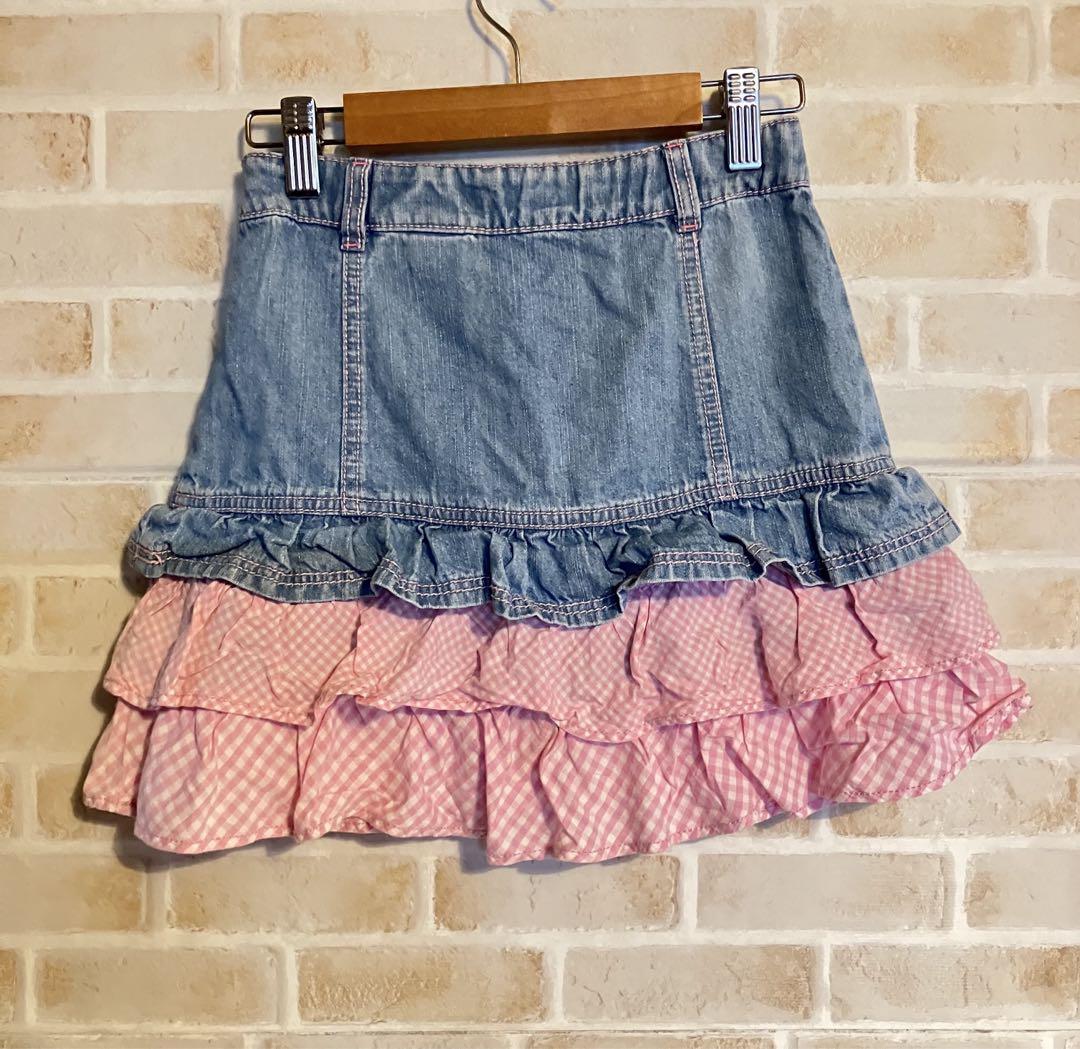 メゾピアノ ベリエちゃん デニムスカート ハート 刺繍 130