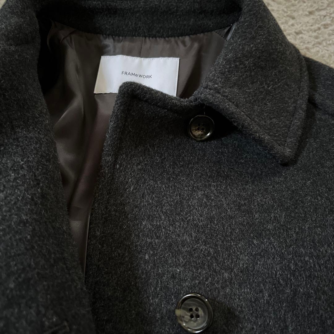 フレームワーク☆ラムウールMIXシャルムバルカラーコート 新品グレー38 フレームワーク☆ラムウールMIXシャルムバルカラーコート 新品グレー38
