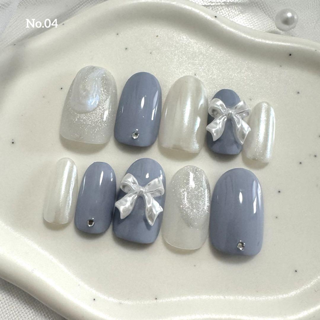ネイルチップ ニュアンスネイル リボンネイル マグネットネイル