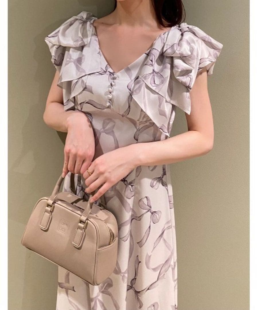 【美品】SNIDEL スナイデル リボンスリーブデザインワンピース GBEG 1