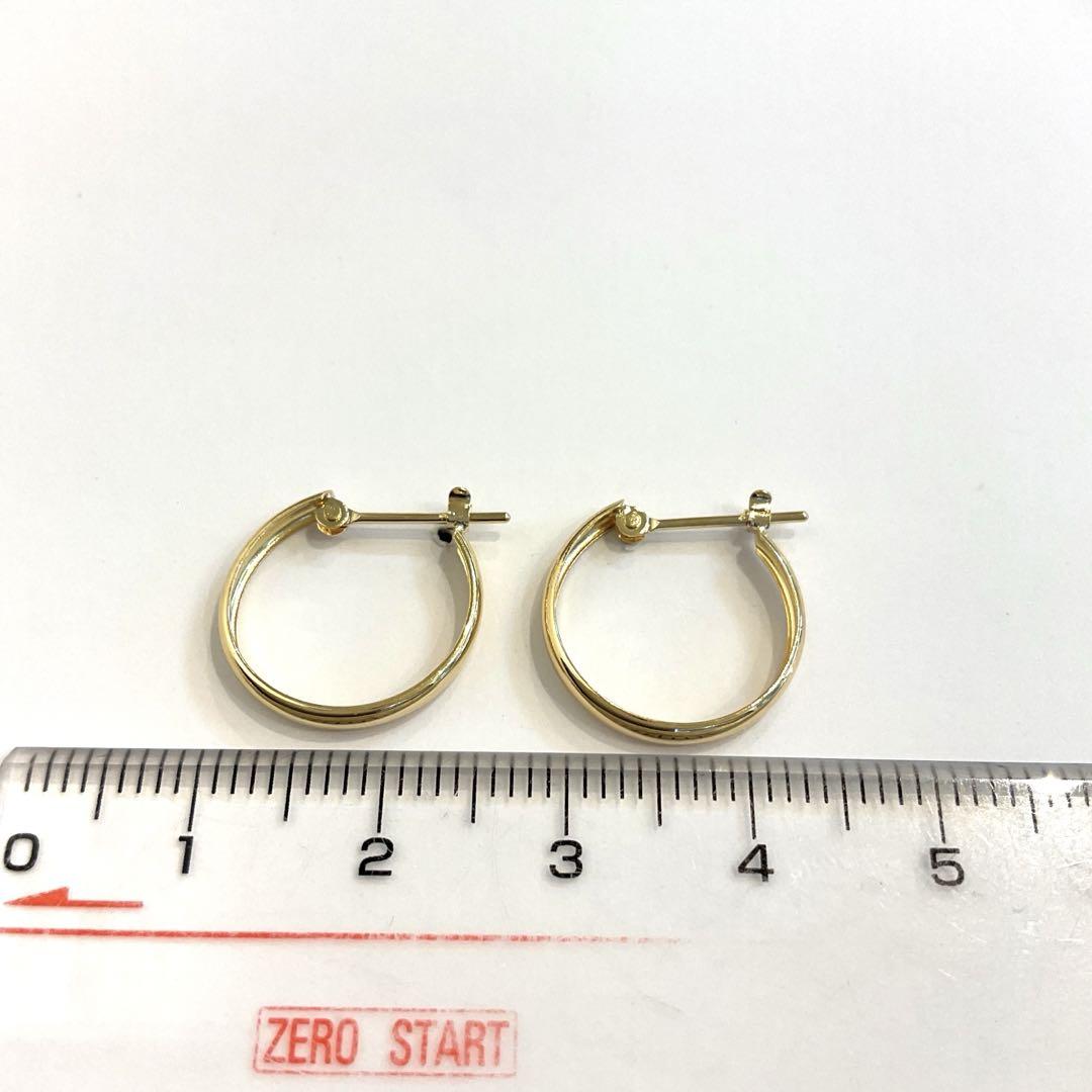 K18甲丸フープ2×15ピアス新品