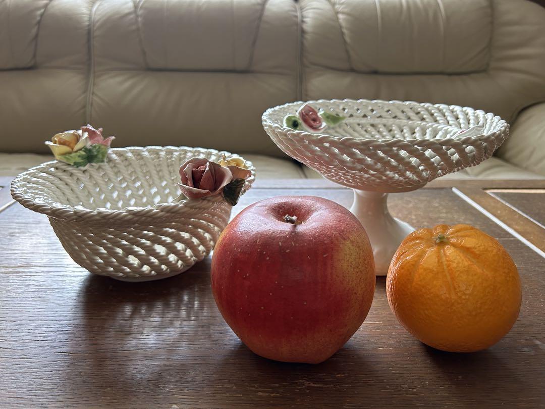 舶来インテリア陶器花籠２点セット