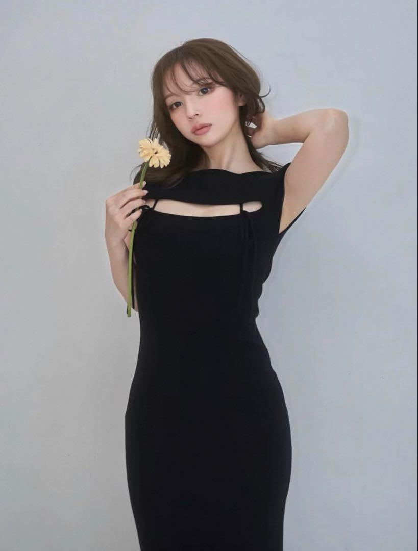 即日発送❣️ andmary Bebe ribbon knit dress