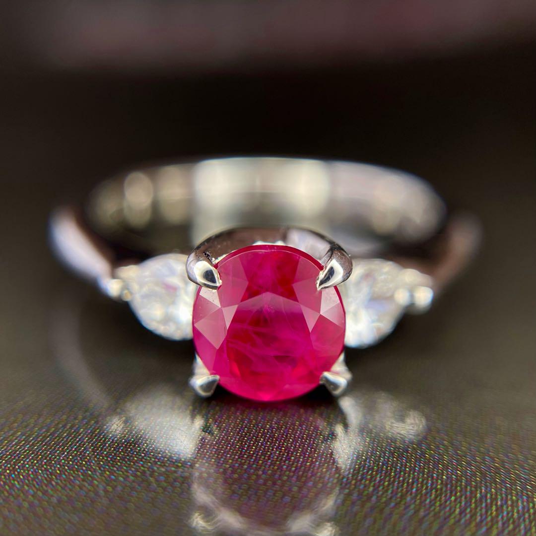 天然 ビルマ産 ルビー ダイヤモンド 計1.64ct GIA産地証明 レッド