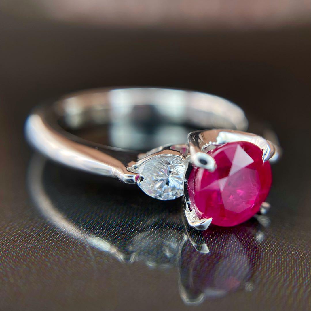 天然 ビルマ産 ルビー ダイヤモンド 計1.64ct GIA産地証明 レッド