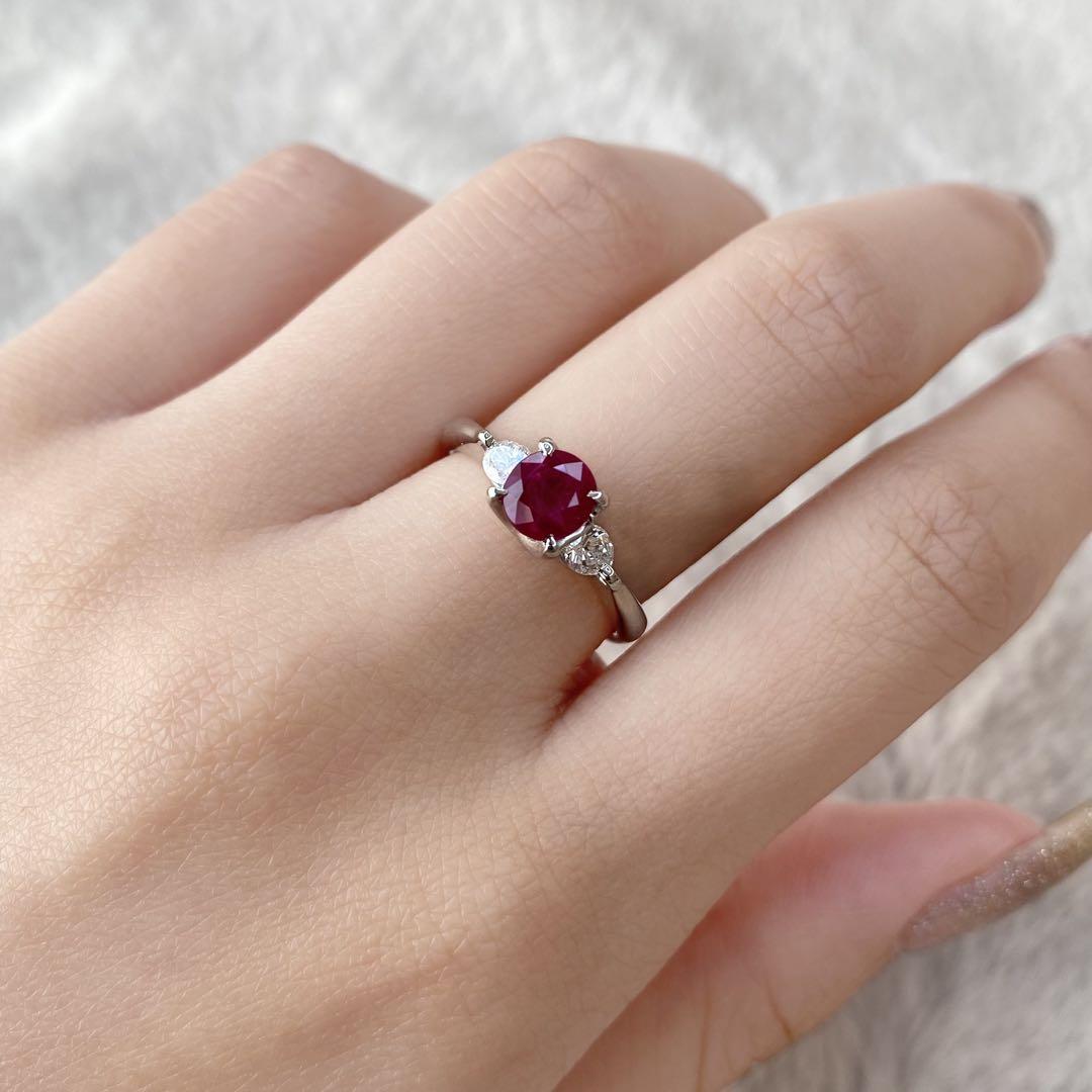 天然 ビルマ産 ルビー ダイヤモンド 計1.64ct GIA産地証明 レッド