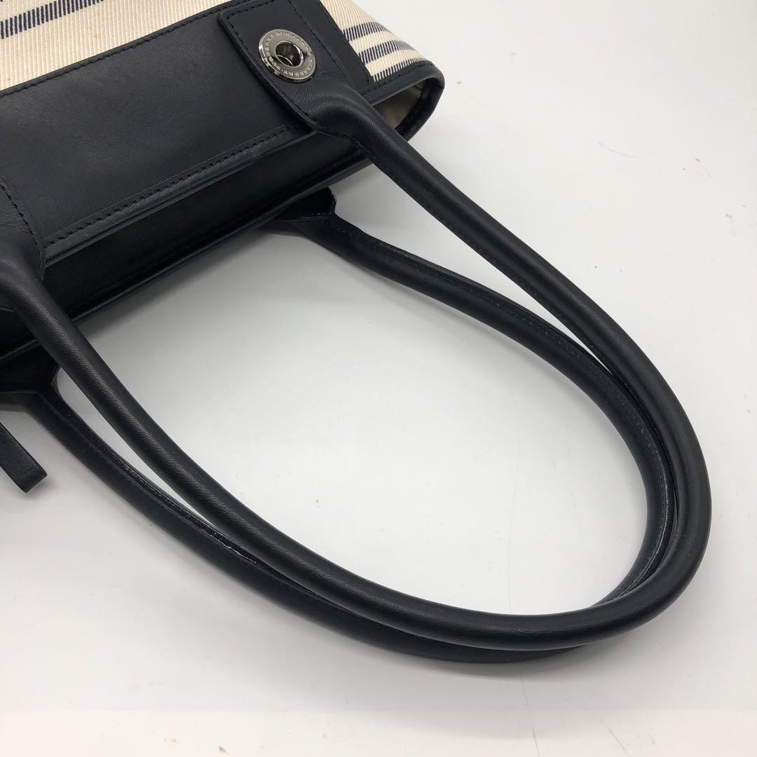 美品✨バーバリー ボーダー トートバッグ キャンバス レザー
