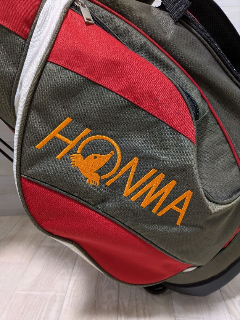 HONMA キャディバッグ スタンド付き レッド✕スモーキーグリーン HONMA キャディバッグ スタンド付き レッド✕スモーキーグリーン