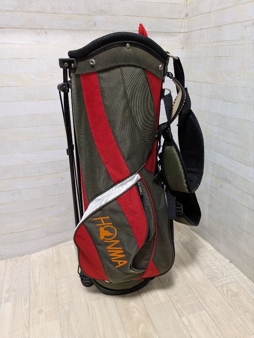 HONMA キャディバッグ スタンド付き レッド✕スモーキーグリーン HONMA キャディバッグ スタンド付き レッド✕スモーキーグリーン