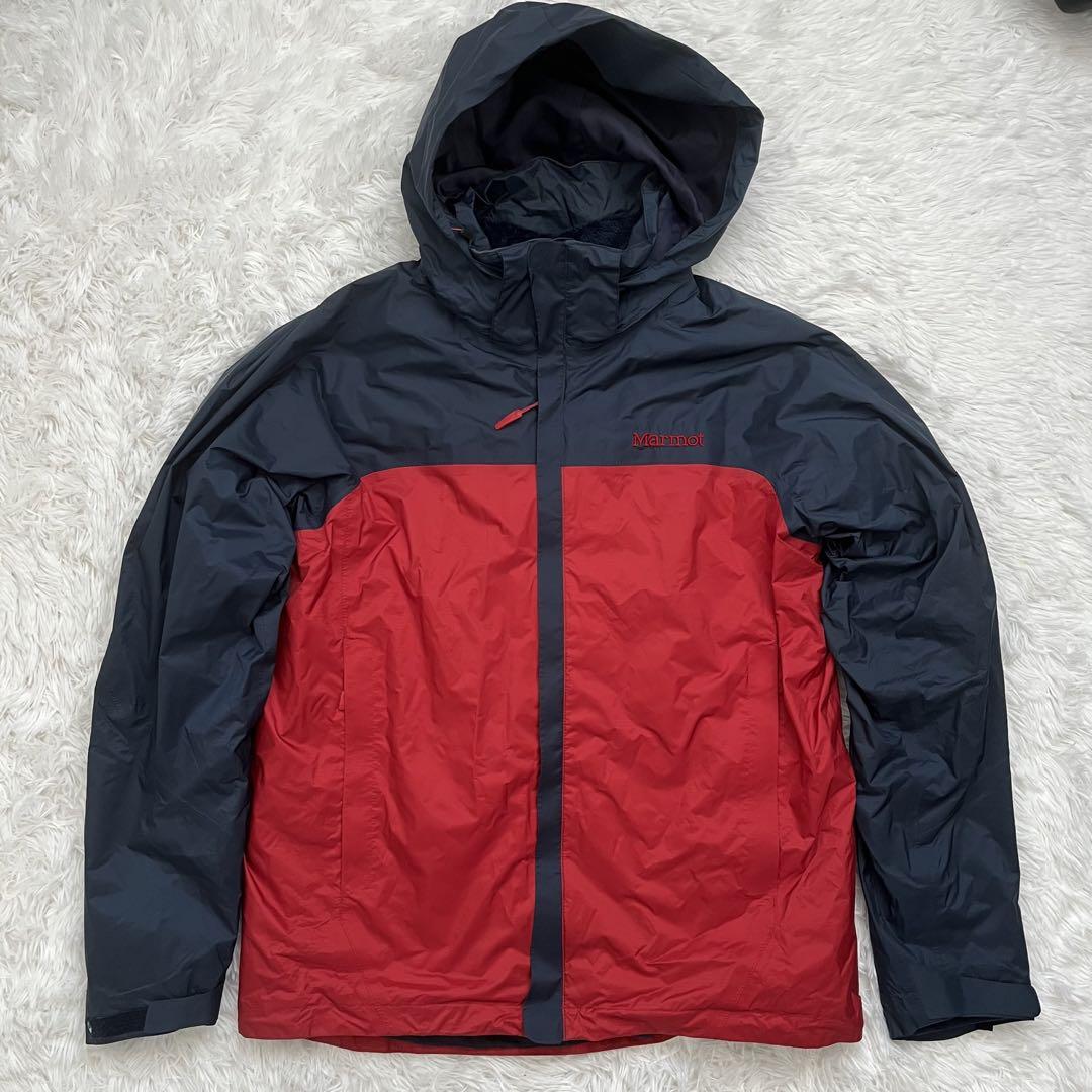 幸せなふたりに贈る結婚祝い Marmot マーモット メンズ 3WAY ネイビー マウンテンパーカー＋フリースL ジャケット・アウター