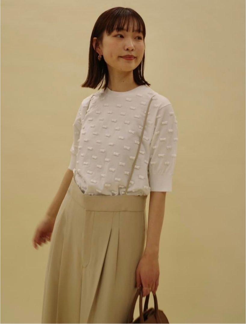 新品未使用　SLOBE IENA ribbon ニット白