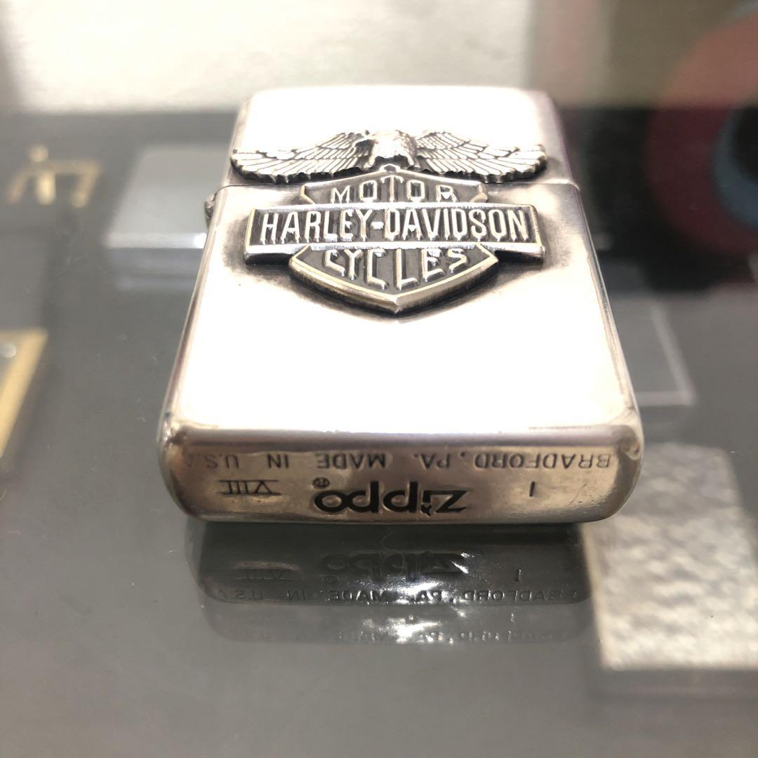 zippo1992年製ジッポー ハーレーダビッドソン メタル貼り　刻印逆さ打ち