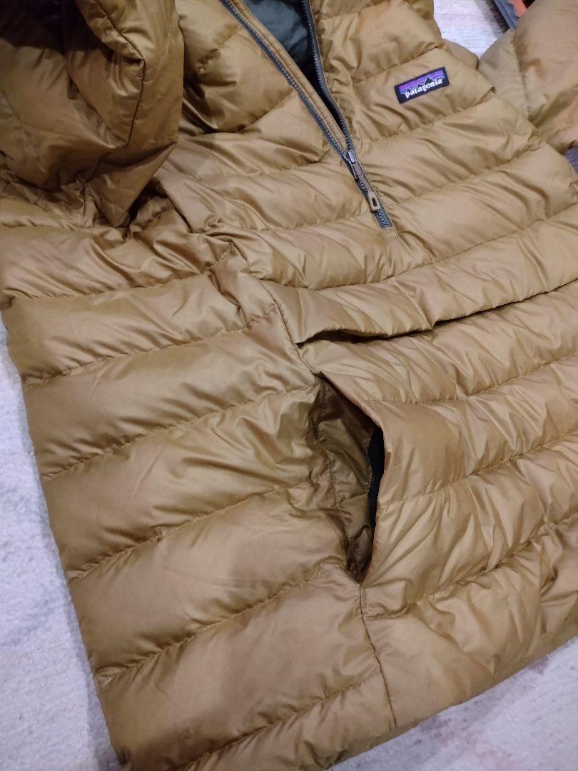 patagonia ダウンセーターフーディ プルオーバ キャメル Lサイズ 美品