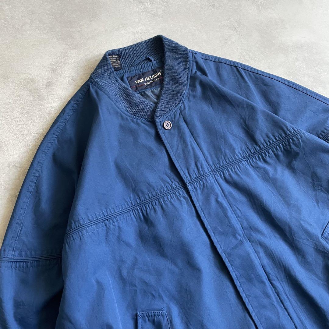 USA製90s カップショルダージャケット ダービージャケット 青L