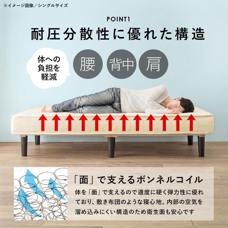 送料込 マットレスベッド セミダブルサイズ ボンネルコイル すのこ