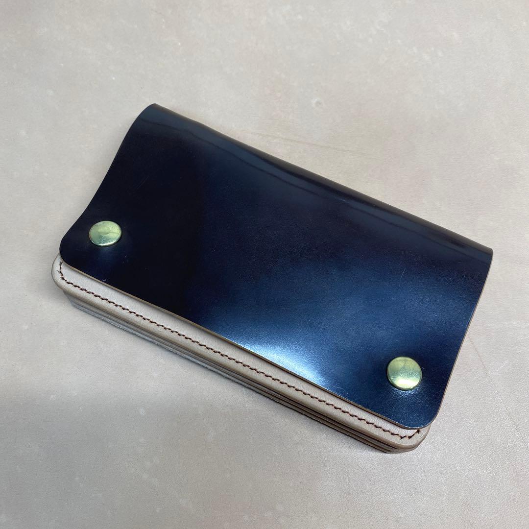 ROCADO焦茶コードバン ミドルトラッカーウォレット