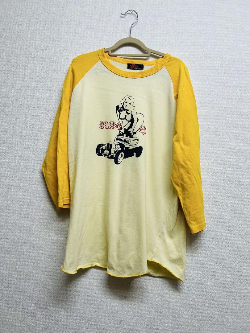 古着 メンズ レディース tシャツ 長袖 黄色 L 古着 ヴィンテージ