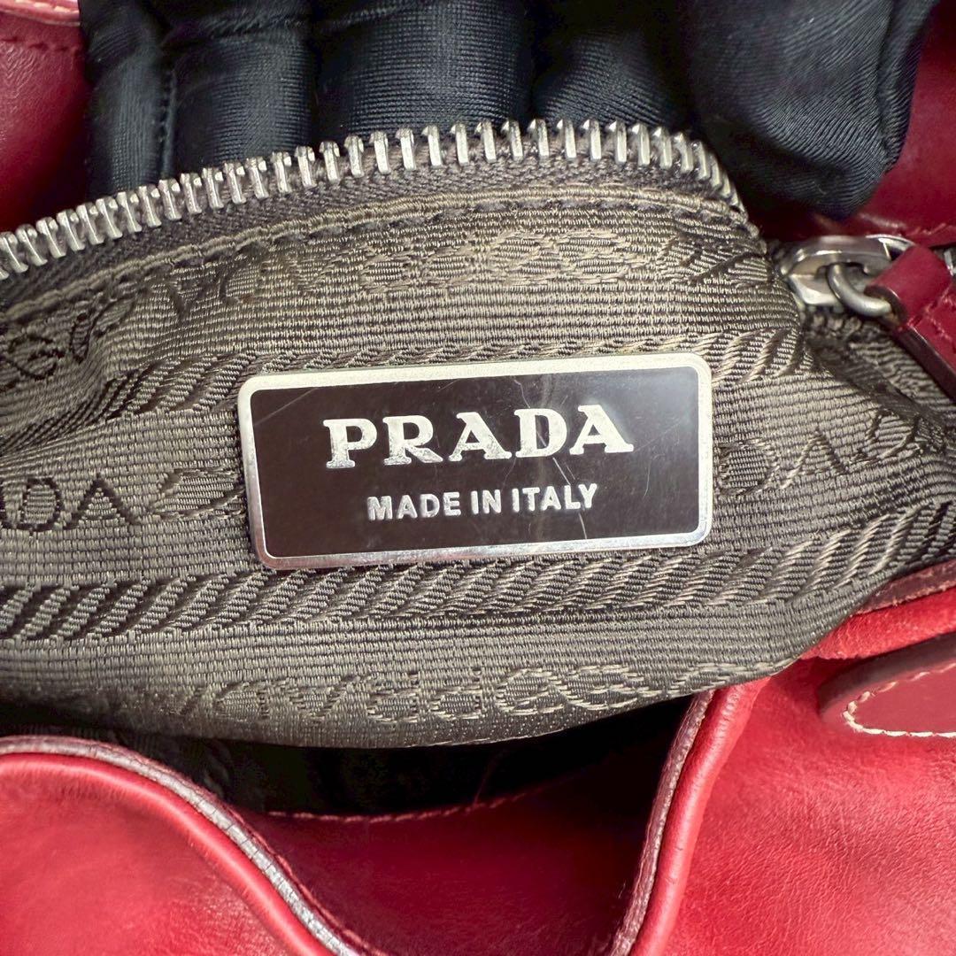FW2002 prada leather handbag red soho